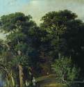 Лесной пейзаж с фигурами. 1880 - 33 х 40,5