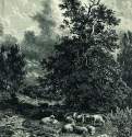 Стадо овец на опушке леса. 1860-е - 38,3 х 29,5