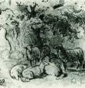 Стадо овец под дубом. 1863 - 13,5 х 19,6