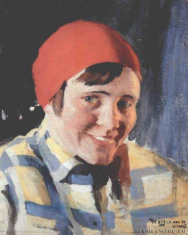 Комсомолка. 1937 - 44,2 x 35 смХолст на картоне, маслоРоссияКострома. Костромской областной музей изобразительных искусств