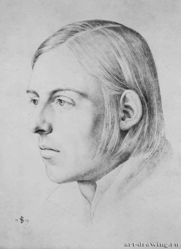 Портрет художника Шеффера фон Леонхардсхофа. 1819 - 239 х 189 мм. Перо коричневым тоном, на бумаге. Берлин. Гравюрный кабинет.