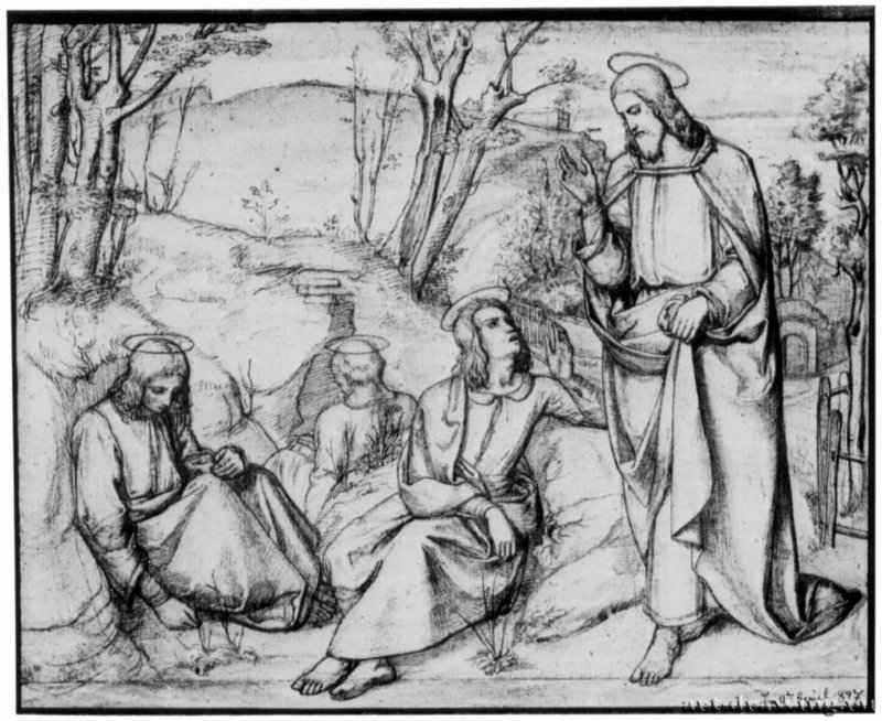 Христос в Гефсимании. 1820 - 227 х 284 мм. Перо и кисть на бумаге. Линц. Музей земли Верхняя Австрия, Собрание графики.