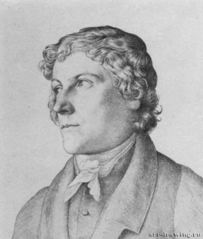 Портрет Иоганна Кристофа Эрхарда. 1821 - 243 x 204 мм. Перо на бумаге. Дрезден. Гравюрный кабинет Государственных художественных собраний.