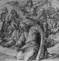 Давид на молитве. 1854 - 216 х 260 мм. Перо на коричневатой бумаге. Франкфурт-на-Майне. Художественный институт Штеделя, Гравюрный кабинет.