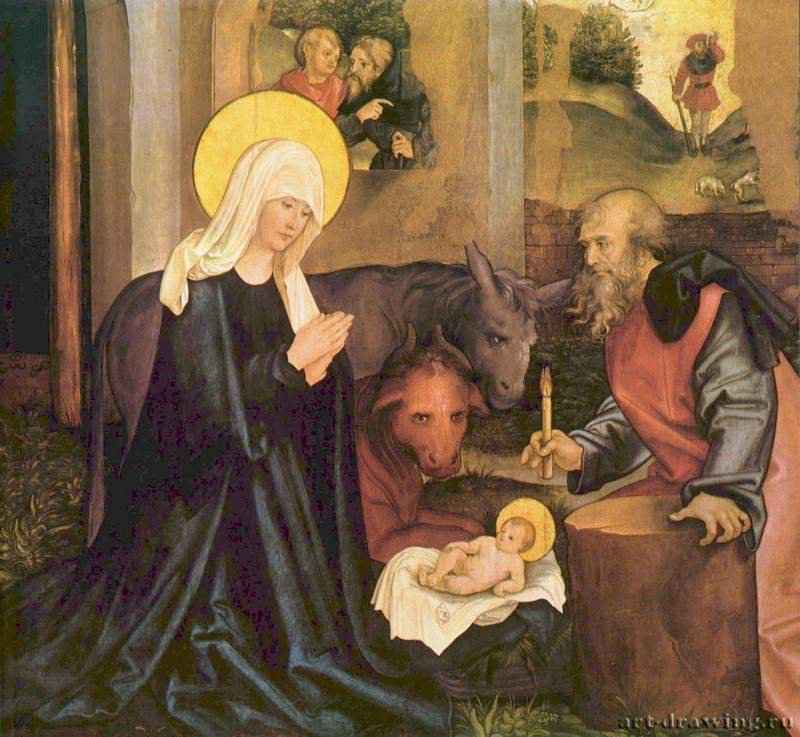 Алтарь Девы Марии и Страстей, створка. Рождество Христово. 1506-1507 - 132 x 120 см. Дерево. Возрождение. Германия. Гамбург. Кунстхалле.