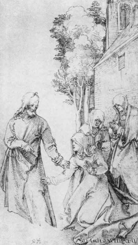 Прощание Христа с Девой Марией. 1507-1510 - 299 x 166 мм. Перо на бумаге. Лондон. Британский музей, Отдел гравюры и рисунка. Германия.