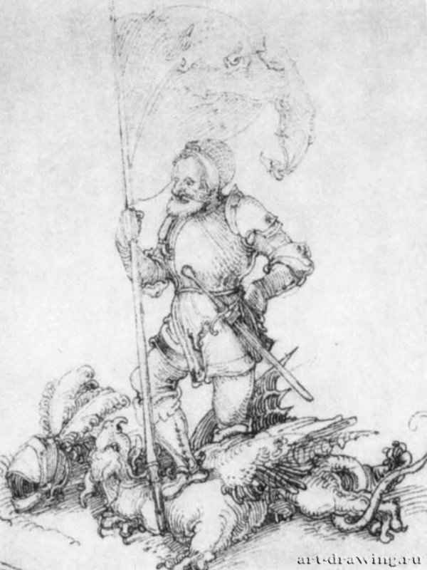 Святой Георгий. 1507-1510 - 110 x 84 мм. Перо на бумаге. Лондон. Британский музей, Отдел гравюры и рисунка. Германия.