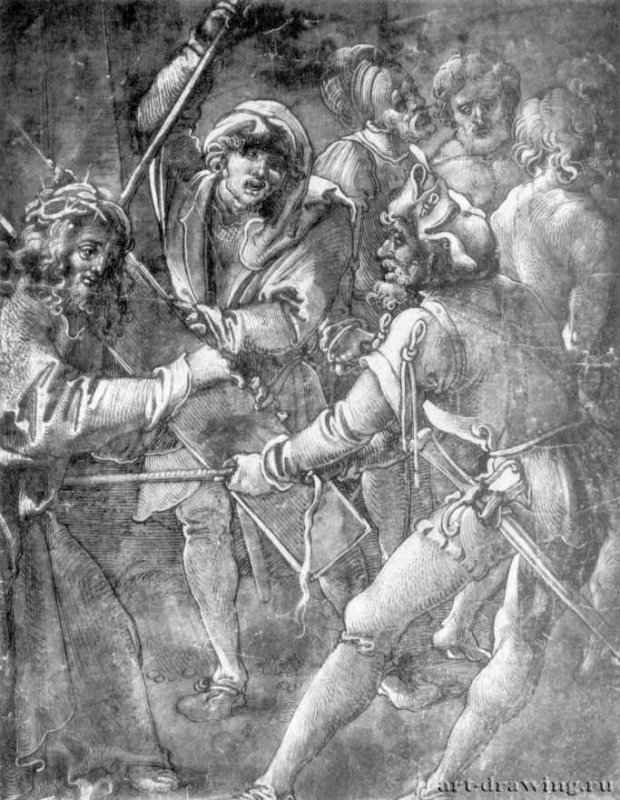 Несение креста, 1507-1510 - 272 x 211 мм. Перо, подсветка белым, на зеленой тонированной бумаге. Роттердам. Музей Бойманса-ван Бёйнингена. Германия.