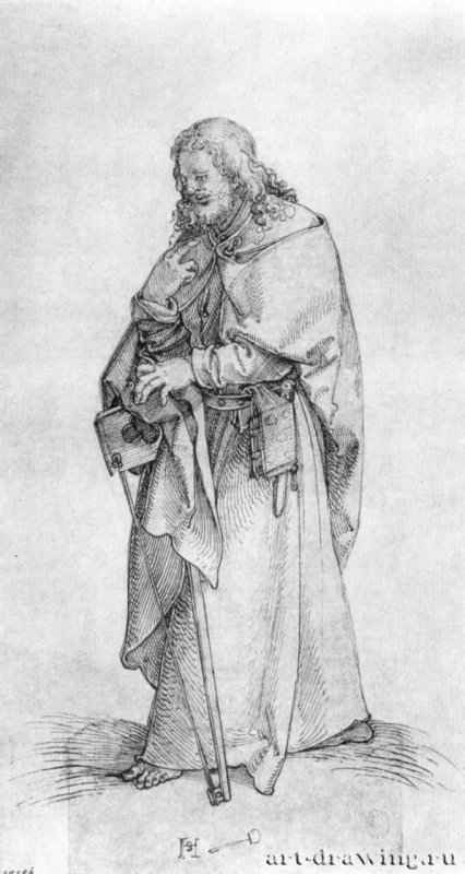 Эскиз к серии Апостолы: Святой Иаков Младший. 1509-1510 - 252 x 110 мм. Перо на бумаге. Лейпциг. Музей изобразительных искусств, Собрание графики. Германия.