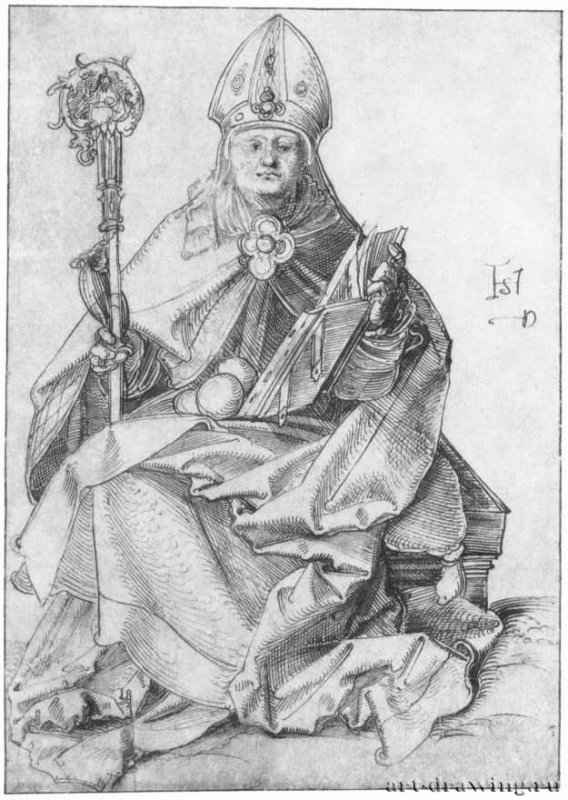 Святой Николай. 1509-1510 - 267 x 190 мм. Перо серо-черным тоном, на бумаге. Берлин. Гравюрный кабинет. Германия.