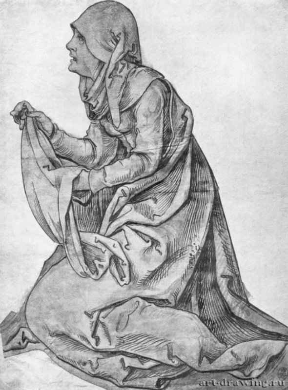 Святая Вероника. 1510-1515 - 429 x 323 мм. Кисть, отмывка серым тоном, вырезан по контуру и наклеен на бумагу. Дрезден. Гравюрный кабинет Государственных художественных собраний. Германия.