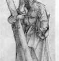 Эскиз к серии Апостолы: Святой Андрей. 1509-1510 - 238 x 152 мм. Перо на бумаге. Лейпциг. Музей изобразительных искусств, Собрание графики. Германия.