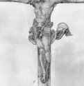 Христос на кресте. 1510 - 297 x 197 мм. Перо синим тоном, вырезан, наклеен на бумагу. Карлсруэ. Кунстхалле, Гравюрный кабинет. Германия.