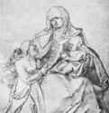 Анна с Марией и младенцем. 1511 - 299 x 190 мм. Уголь на бумаге. Бремен. Кунстхалле, Гравюрный кабинет. Германия.