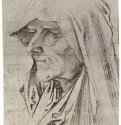 Портрет старой женщины с платком на голове. 1516 - 377 х 230 мм. Черный мел на бумаге. Копенгаген. Государственный художественный музей, Королевское собрание графики. Германия.