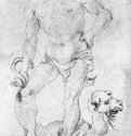 Обнаженный мужчина с драконом. 1506 - 275 x 173 мм. Перо на бумаге. Париж. Лувр, Кабинет рисунков. Германия.