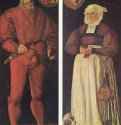 Портреты цюрихского чиновника Якоба Швитцера и его жены Эльсбет Лохман. 1564 -  191 x 66,5 смДерево, маслоВозрождениеШвейцарияБазель. Художественный музей