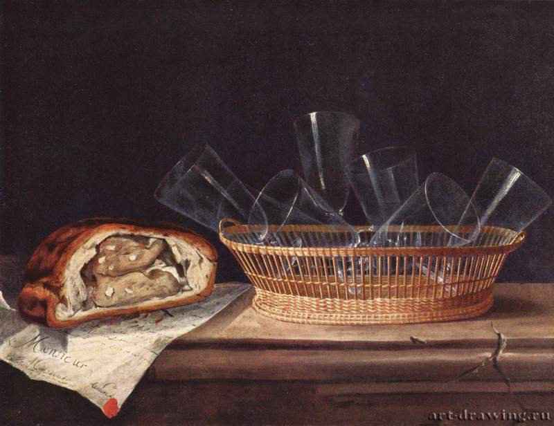Корзина со стаканами, паштет и письмо. 1640 * - 50 x 64 смХолстБароккоГермания и ФранцияСтрасбург. Музей изящных искусств