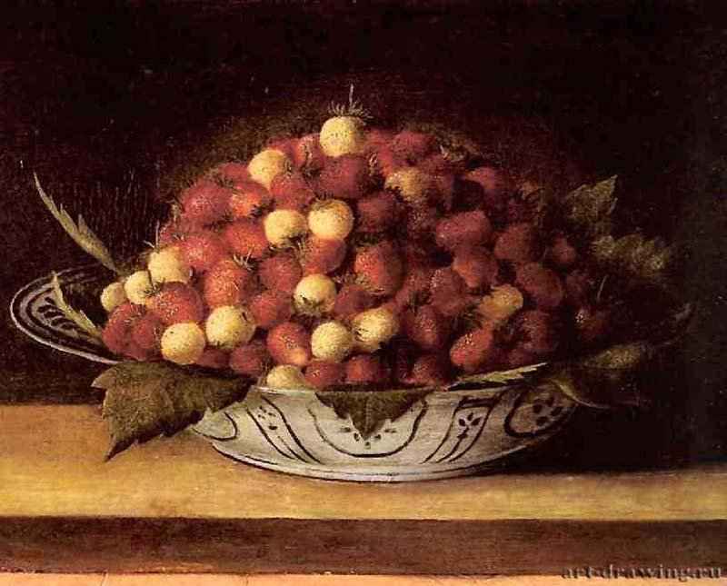 Блюдо с клубникой. 1620-1621 - 21 х 36 Дерево, масло Страсбург Музей изящных искусств Германия