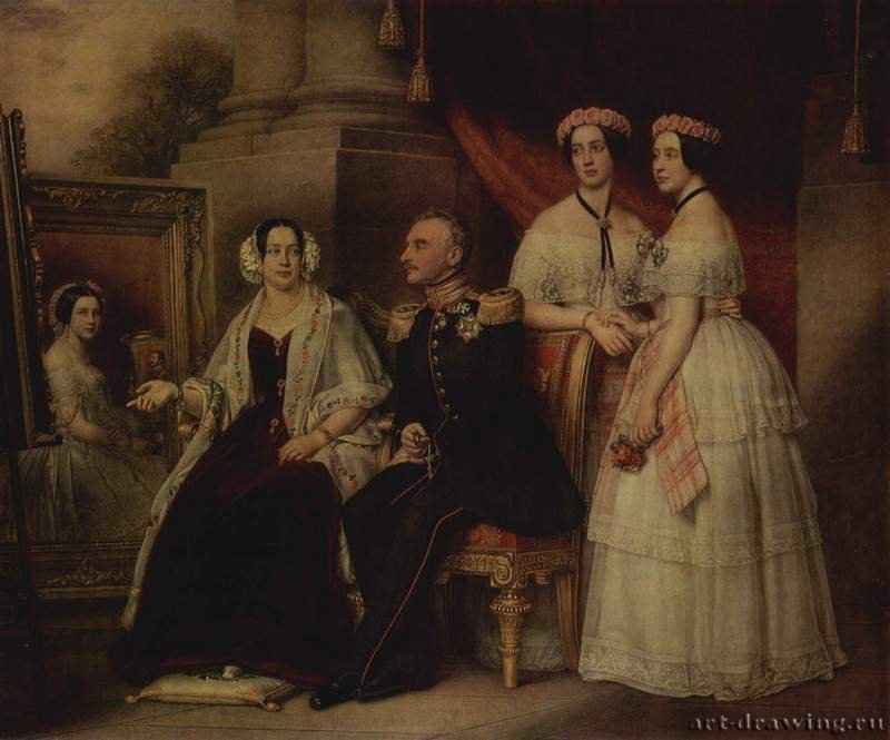 Герцог Заксен-Альтенбургский Йозеф с семьей. 1847-1848 - 230 x 278,5 смХолст, маслоКлассицизмГерманияСанкт-Петербург. Государственный Эрмитаж