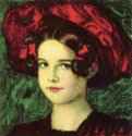 Мэри в красной шляпке, 1902 г. - Дерево, масло; 31 x 29 см. Символизм. Германия. Мюнхен. Частное собрание.