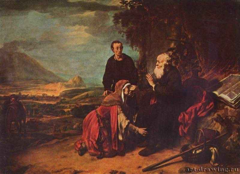 Пророк Елисей и сунамитянка. 1664 - 110 x 155 смХолст, маслоБароккоНидерланды (Голландия)Будапешт. Венгерский музей изобразительных искусств