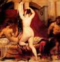 Кандавл, царь Лидии, показывает украдкой свою жену, ложащуюся в кровать, своему министру Гигесу. 1830 - 45,1 х 55,9. Холст, масло. Лондон. Галерея Тейт.
