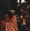 Гентский алтарь, алтарь (Мистического) Божьего Агнца, правая створка, внизу, внутренняя сцена: отшельники. 1426-1432 - Дерево, маслоВозрождениеНидерландыГент. Собор св. БавонаЗаказчик - Йодокус и Изабелла Вайд, первоначально предназначался для боковой капеллы Иоанна Крестителя в Сен-Баво в Генте, многостворчатый алтарь, совместная работа с Яном ван Эйком