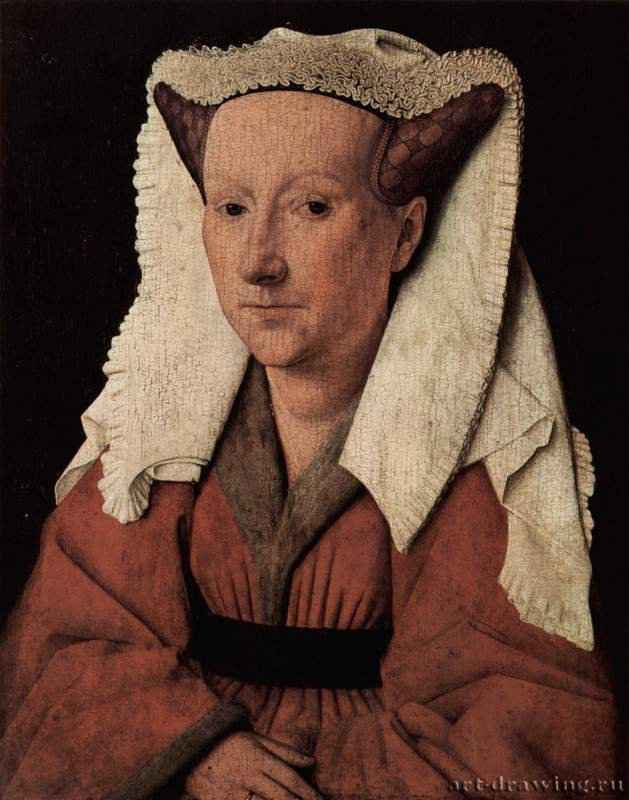 Портрет жены художника, Маргариты ван Эйк. 1439 - 32,5 x 26 смДерево, маслоВозрождениеНидерланды (Фландрия)Брюгге. Муниципальная художественная галерея