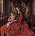 Мадонна с читающим младенцем. 1433 - 26,5 x 19,5 смДерево, маслоВозрождениеНидерланды (Фландрия)Мельбурн. Национальная галерея штата Виктория