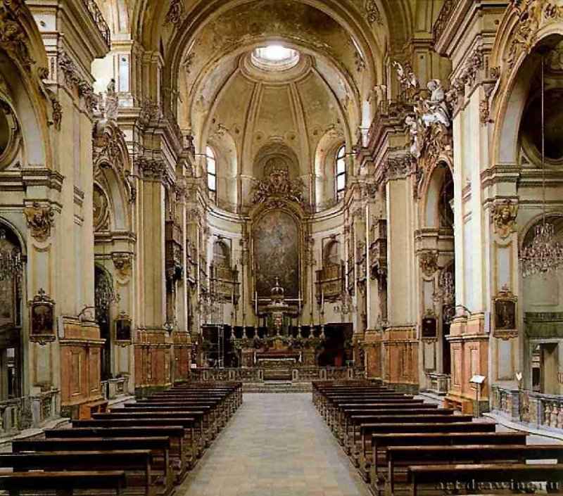 Церковь Санта Мария делла Кармине. Вид интерьера. 1732-1735 - Турин. Италия.
