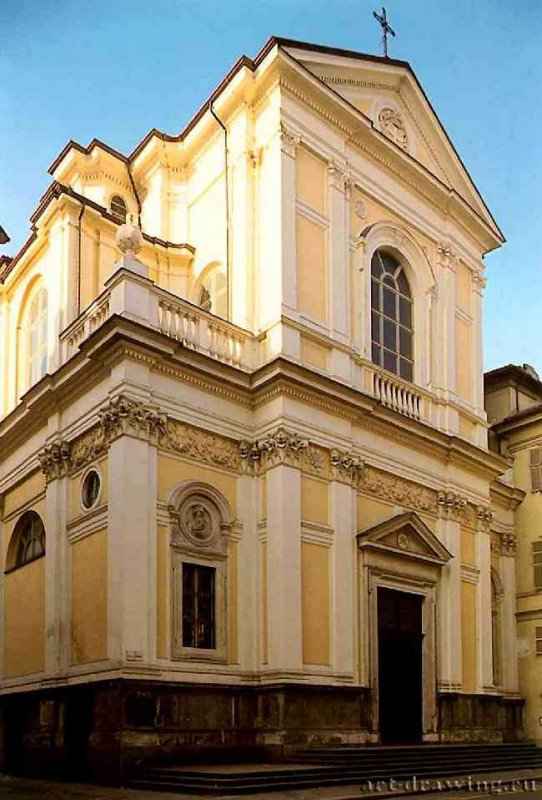 Церковь Санта Мария делла Кармине. Фасад. 1732-1735 - Турин. Италия.