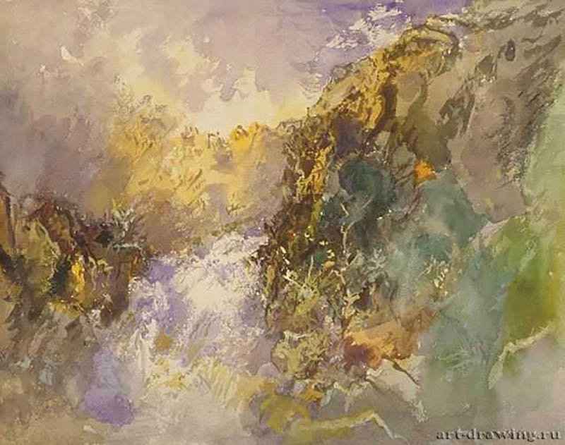 Водопад, 1894 г. - Акварель; 29,4 x 37,1 см. Оттава. Национальная галерея Канады. Канада.