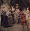 Французская комедия (любовь в французском театре). Фрагмент - 1718 *Холст, маслоРококоФранцияБерлин. Картинная галерея