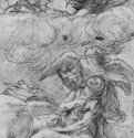 Экстаз святой Марии Магдалины. 1629 - 261 х 163 мм Сангина на белой бумаге, разметка на квадраты черным мелом Флоренция Уффици, Кабинет рисунков и гравюр Италия