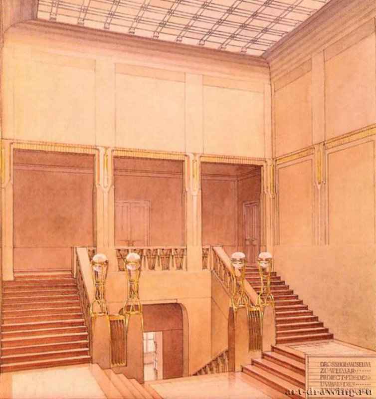 Велде, Хенри Клеменс ван де: Эскиз проекта перестройки великокняжеского музея в Веймаре, 1908.