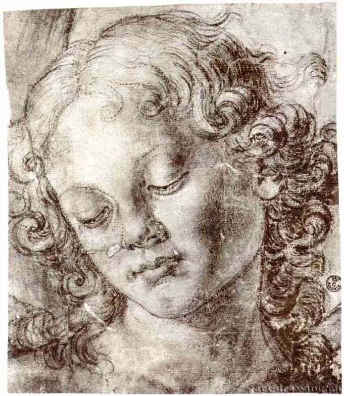 Этюд юноши. 1624 - 380 х 269 мм Сангина на белой бумаге Флоренция Уффици, Кабинет рисунков и гравюр Италия