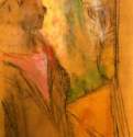 Иллюзионист, карлик в кулисах. Этюд, 1921 - 1922 г. - Уголь, пастель, бумага; 177 x 51 см. Частное собрание. Франция.