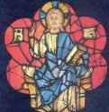 Христос на престоле - 1240 *ВитражГотикаГерманияФрайбург-им-Брайсгау. Музей августинцевПервоначально в Страсбургском кафедральном соборе