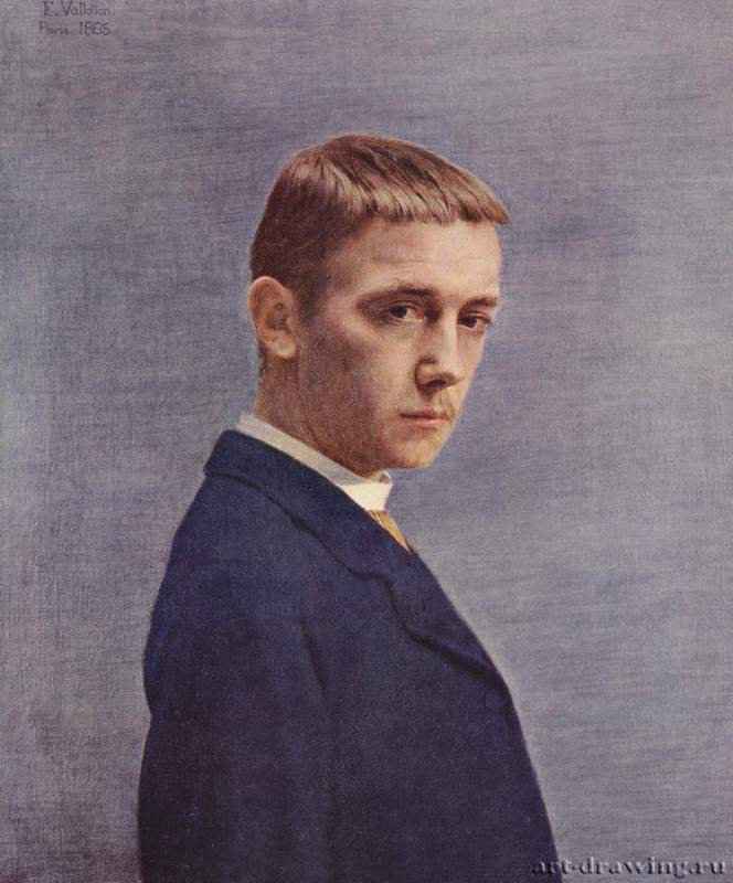 Валлотон Феликс: Автопортрет в 20-летнем возрасте -  1885 71 x 56 см Холст, масло Постимпрессионизм Швейцария и Франция