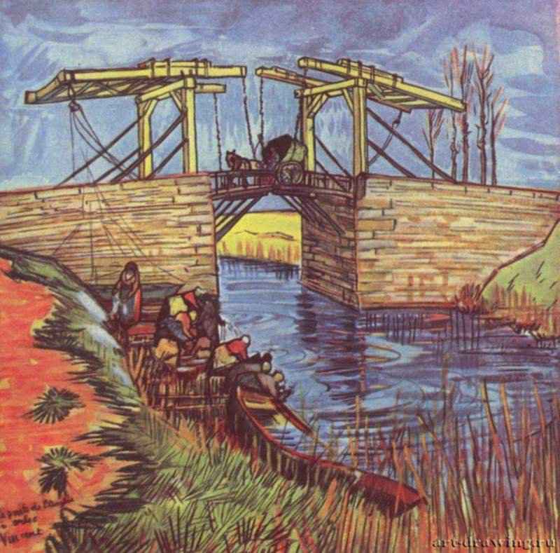 Мост Англуа, 1888 - 30 x 30 см. Акварель. Постимпрессионизм. Нидерланды и Франция. Берлин. Частное собрание.