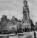 Большой рынок в Антверпене. 1885 - 225 х 300 мм. Мел на бумаге. Амстердам. Городской музей. Нидерланды.