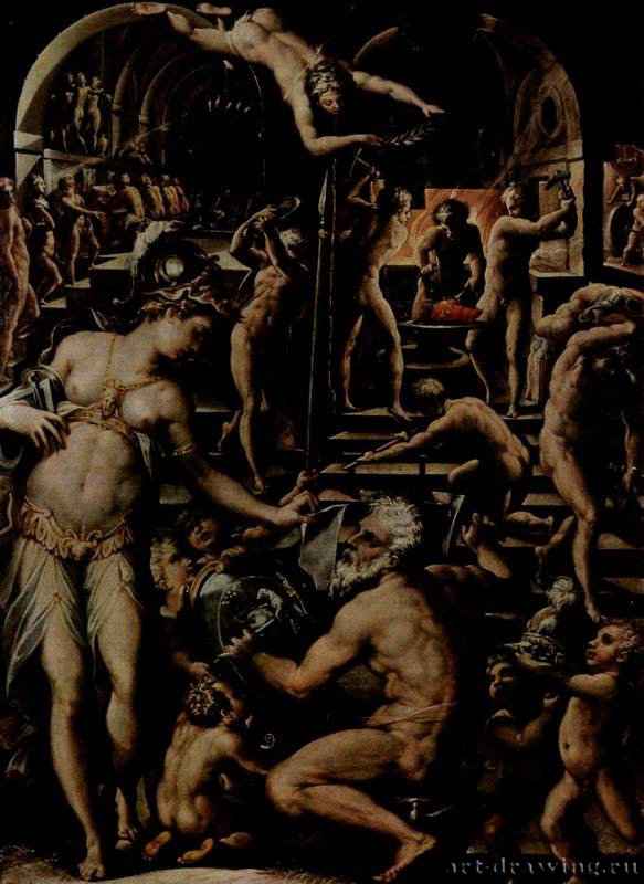 Кузница Гефеста. 1540-1560 - Холст, масло. Маньеризм. Италия. Флоренция. Галерея Уффици.