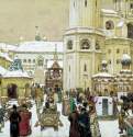 Площадь Ивана Великого в Кремле. XVII век, 1903 г. - Бумага на картоне, уголь, акварель; 47 х 61 см. Россия.