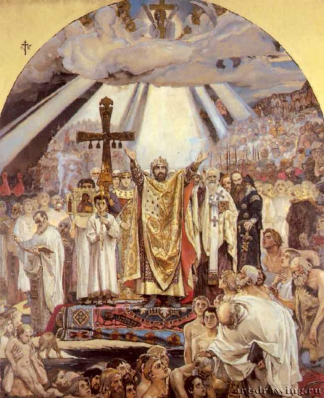 Крещение Руси, 1885 - 1896 г. - Холст, масло; 214 х 178 см. Москва. Государственная Третьяковская галерея.