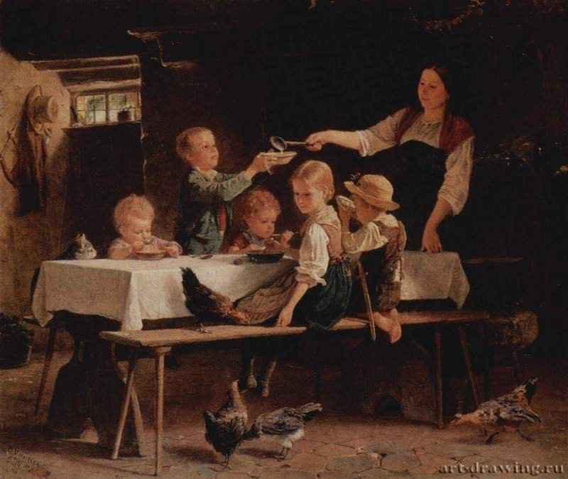 Вотье: Дети за обедом -  1857 54,5 x 65 см Холст, масло Реализм Германия Санкт-Петербург. Государственный Эрмитаж