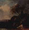 Пейзаж с хижиной у реки. 1750-1770 - 28 x 38 смДерево, маслоКлассицизмГерманияСанкт-Петербург. Государственный Эрмитаж