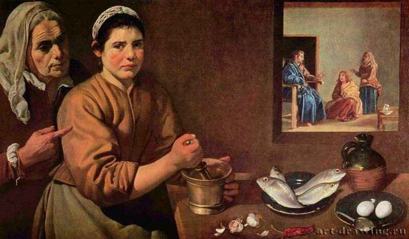Христос в доме Марии и Марфы - 161860 x 103,5 смХолст, маслоБароккоИспанияЛондон. Национальная галерея