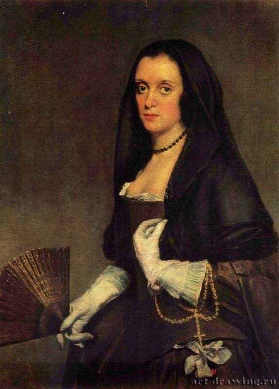 Портрет дамы с веером - 1640-164292,8 x 68,5 смХолст, маслоБароккоИспанияЛондон. Собрание Уоллеса