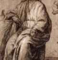 Этюд для фигуры сидящего Христа. 1620 - 388 х 247 мм Черный мел на коричневой бумаге Нью-Йорк Собрание Вильденштейн Испания